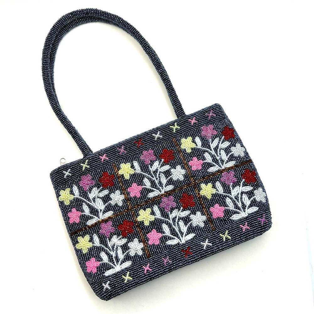 Beaded Spring Floral Purse Shoulder Bag